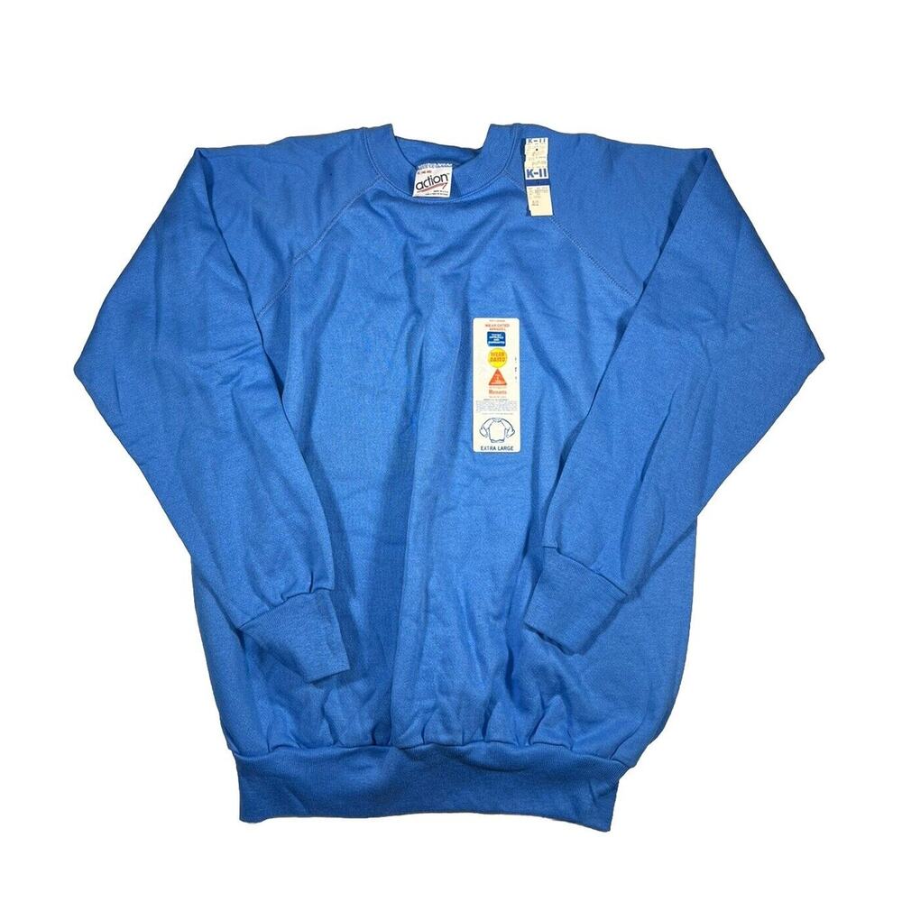 Vintage Deadstock Sweatshirt Teal 90s Blank XL USA K-Mart Tags Extra Large USA